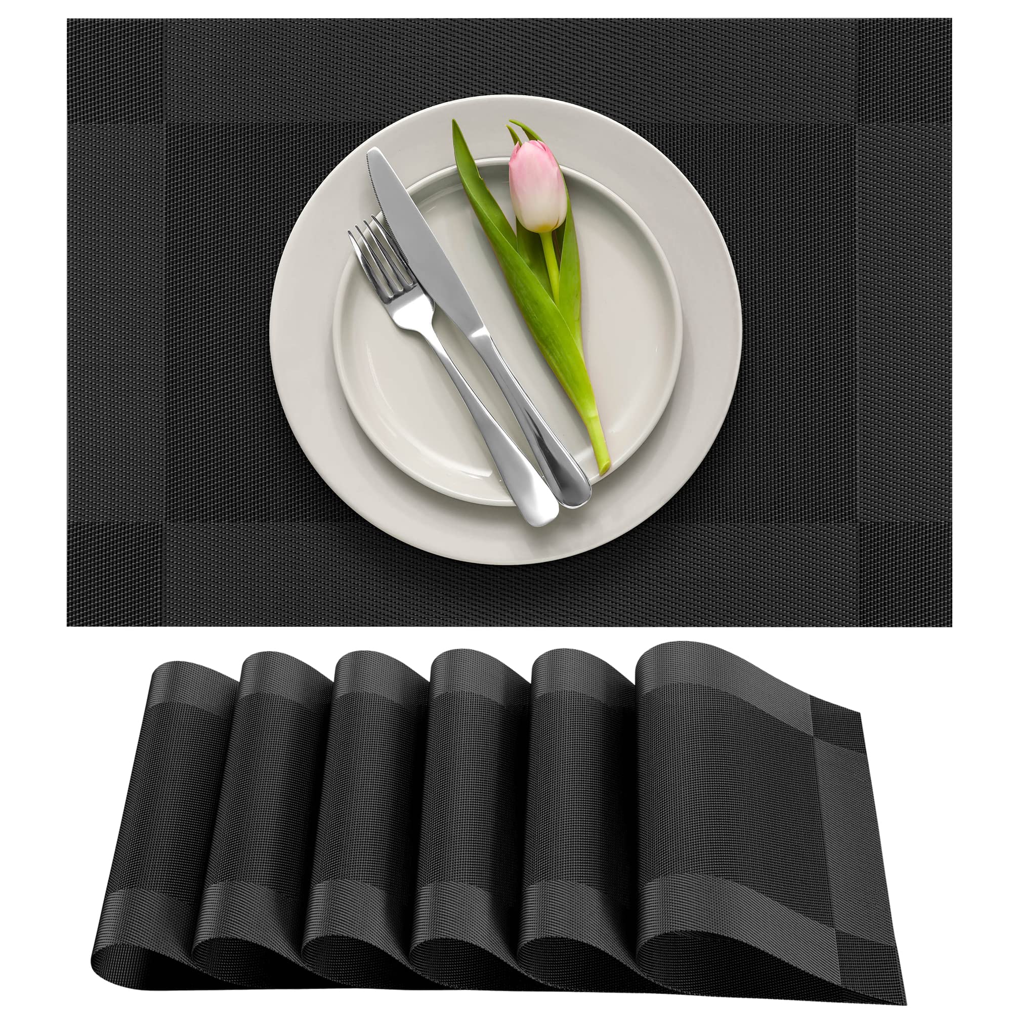 Manteles More Decor negro, conjunto de 6 para comedor, protección del calor.