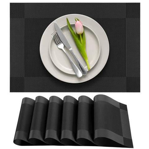 Manteles More Decor negro, conjunto de 6 para comedor, protección del calor.