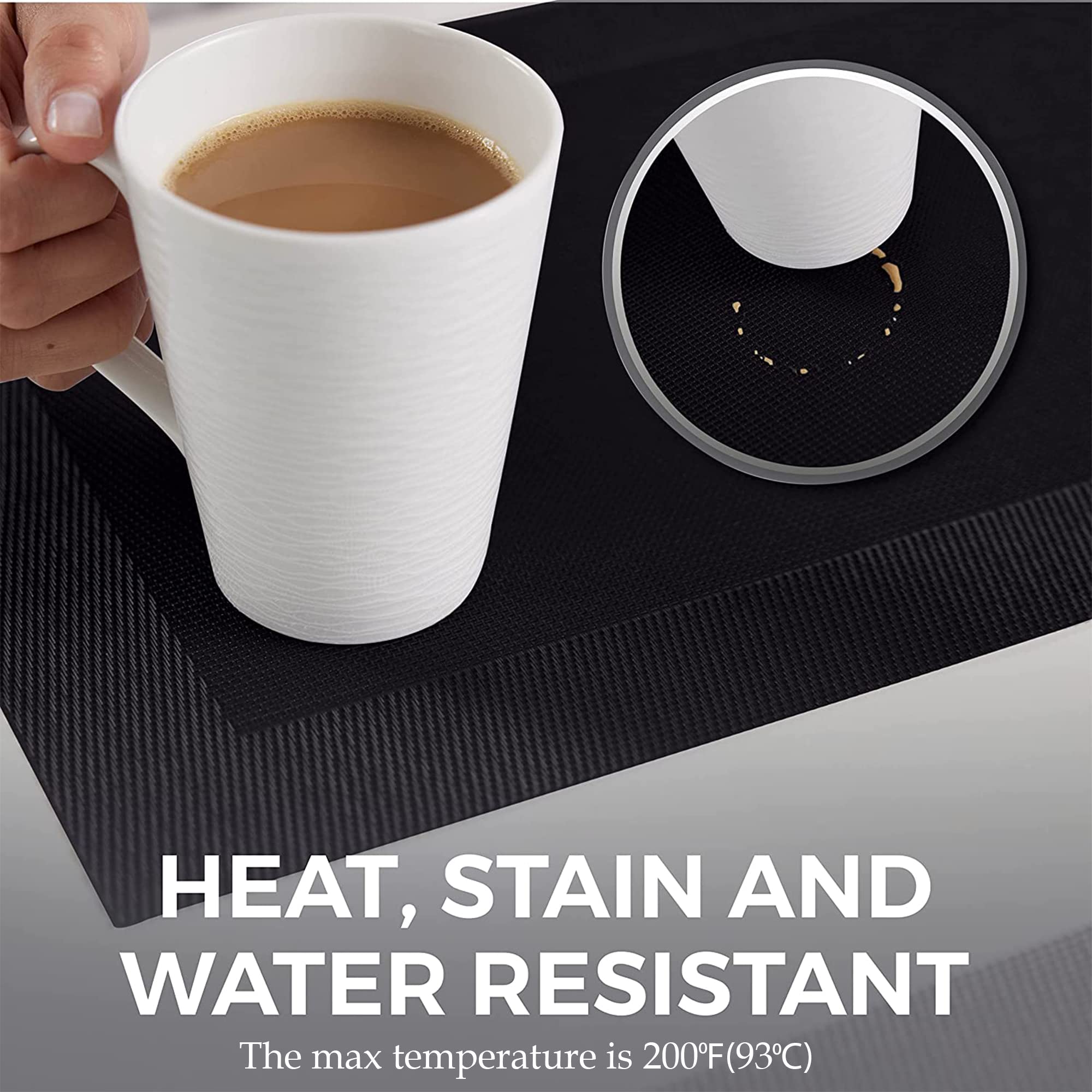 Manteles negros con estilo moderno, combinan con cocinas y comedores.