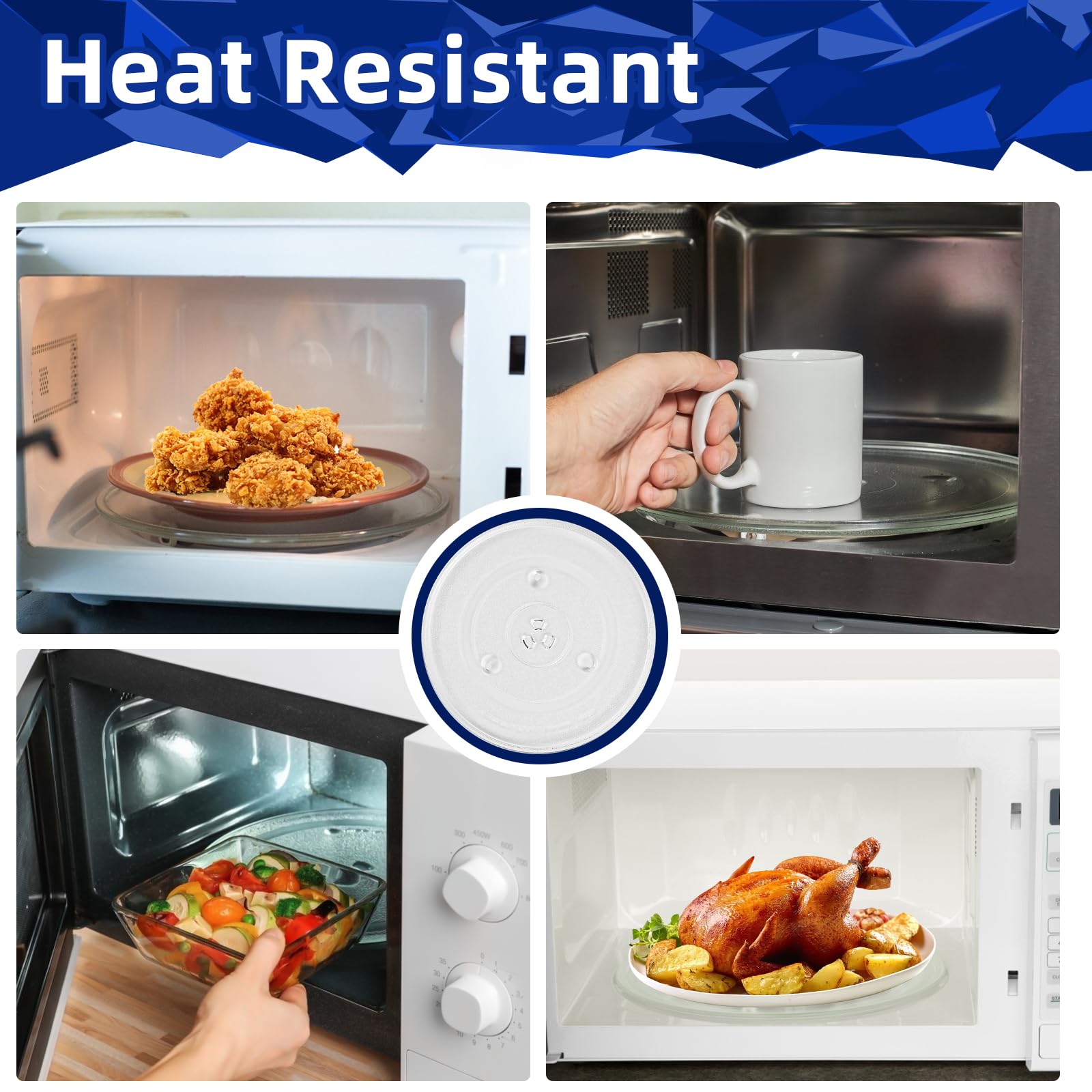 MorefaLife plato de vidrio duradero resistente al calor para microondas