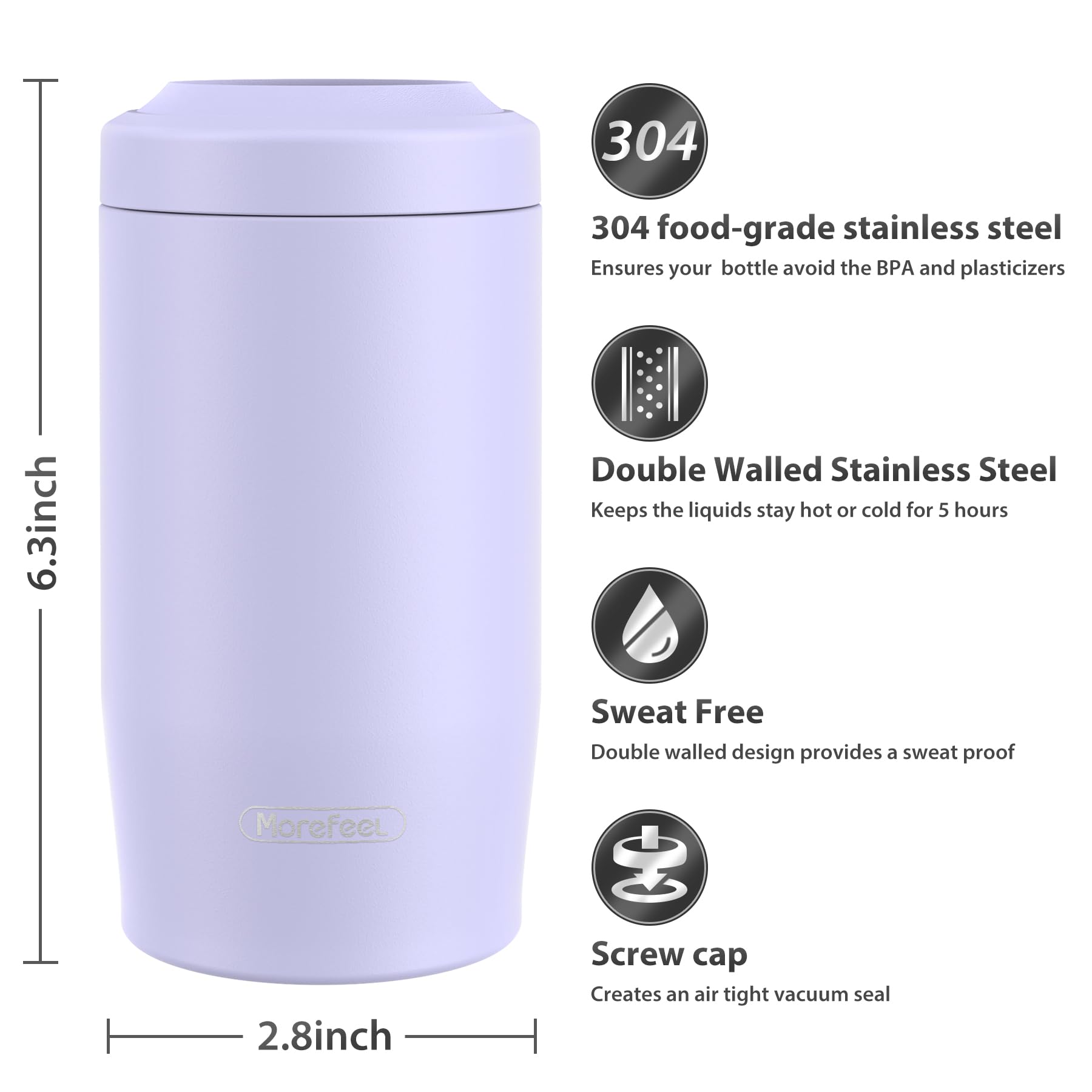 MoreFeel 304 acero inoxidable lavanda polvoriento, duradero para fiestas y camping.