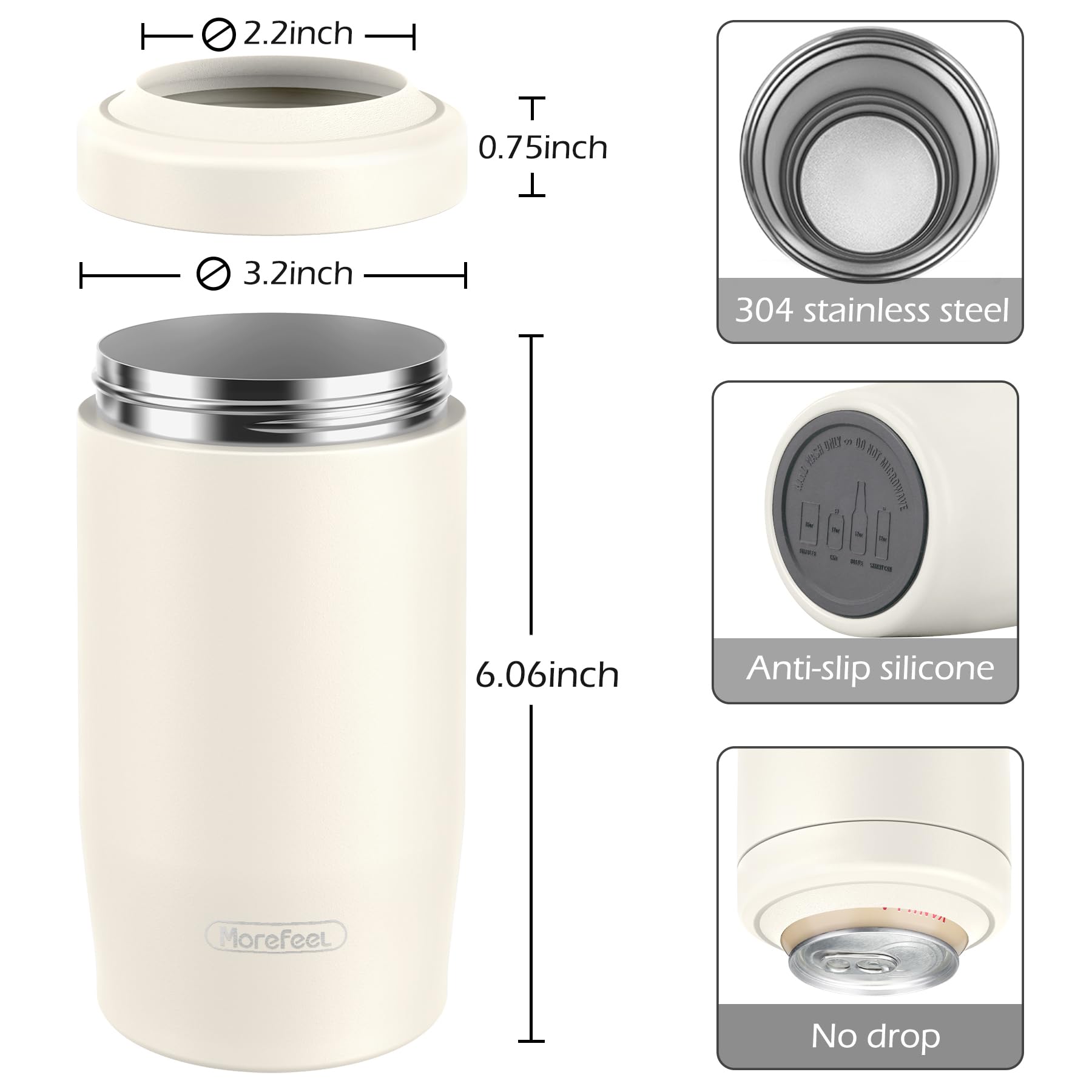 MoreFeel de acero inoxidable 304, duradero para uso diario.
