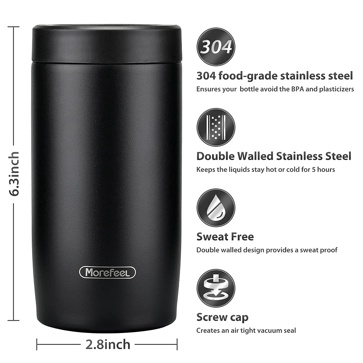 MoreFeel sirve como termo de 400 ml para bebidas.