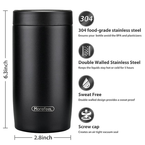 MoreFeel sirve como termo de 400 ml para bebidas.