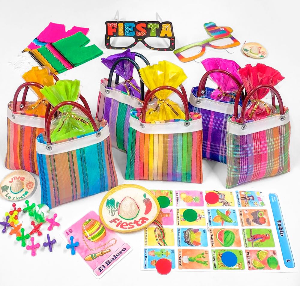 More Fiesta paquete de 12 bolsas mini, colores surtidos para fiestas temáticas