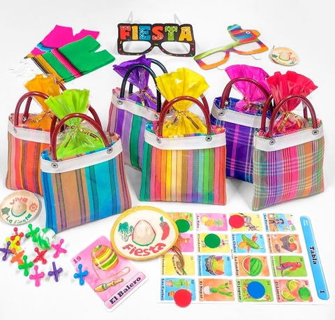More Fiesta paquete de 12 bolsas mini, colores surtidos para fiestas temáticas