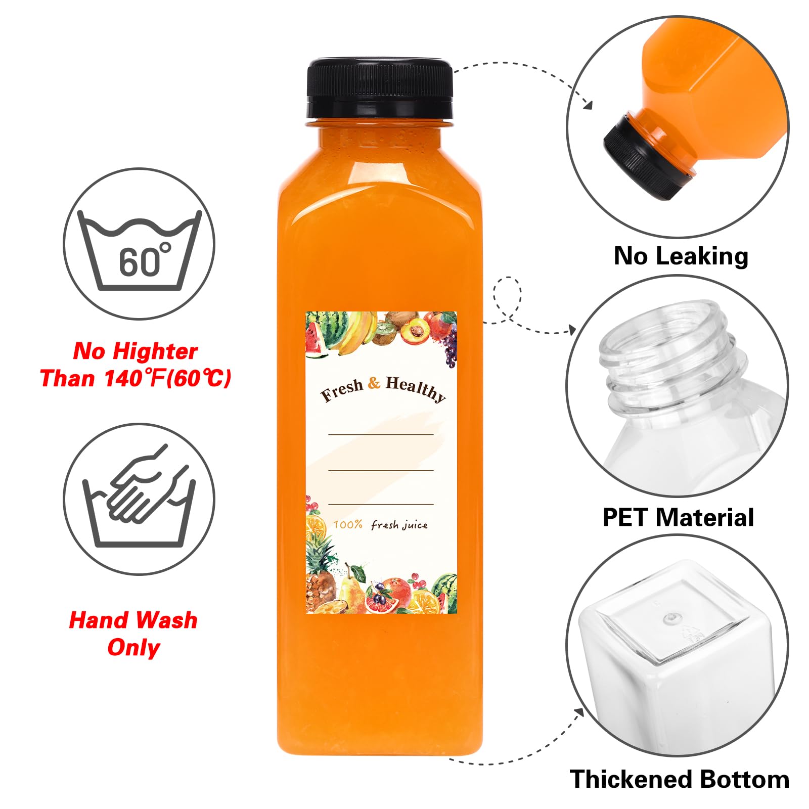 Moretoes botellas plásticas 16oz con embudo y cepillo para llenado fácil.