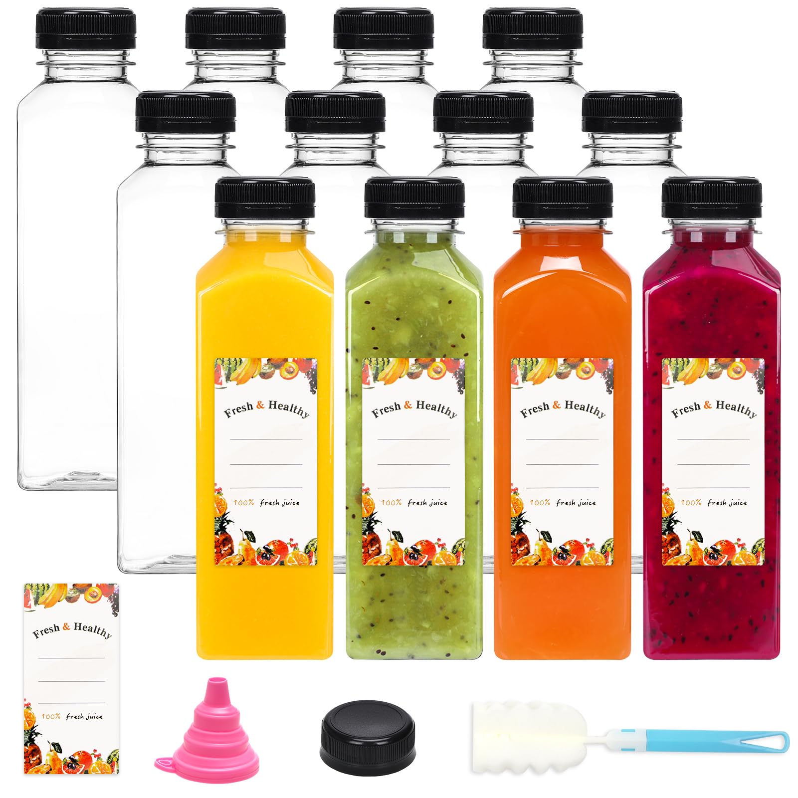 Moretoes botellas plásticas 16oz con tapas para bebidas limpias y seguras.