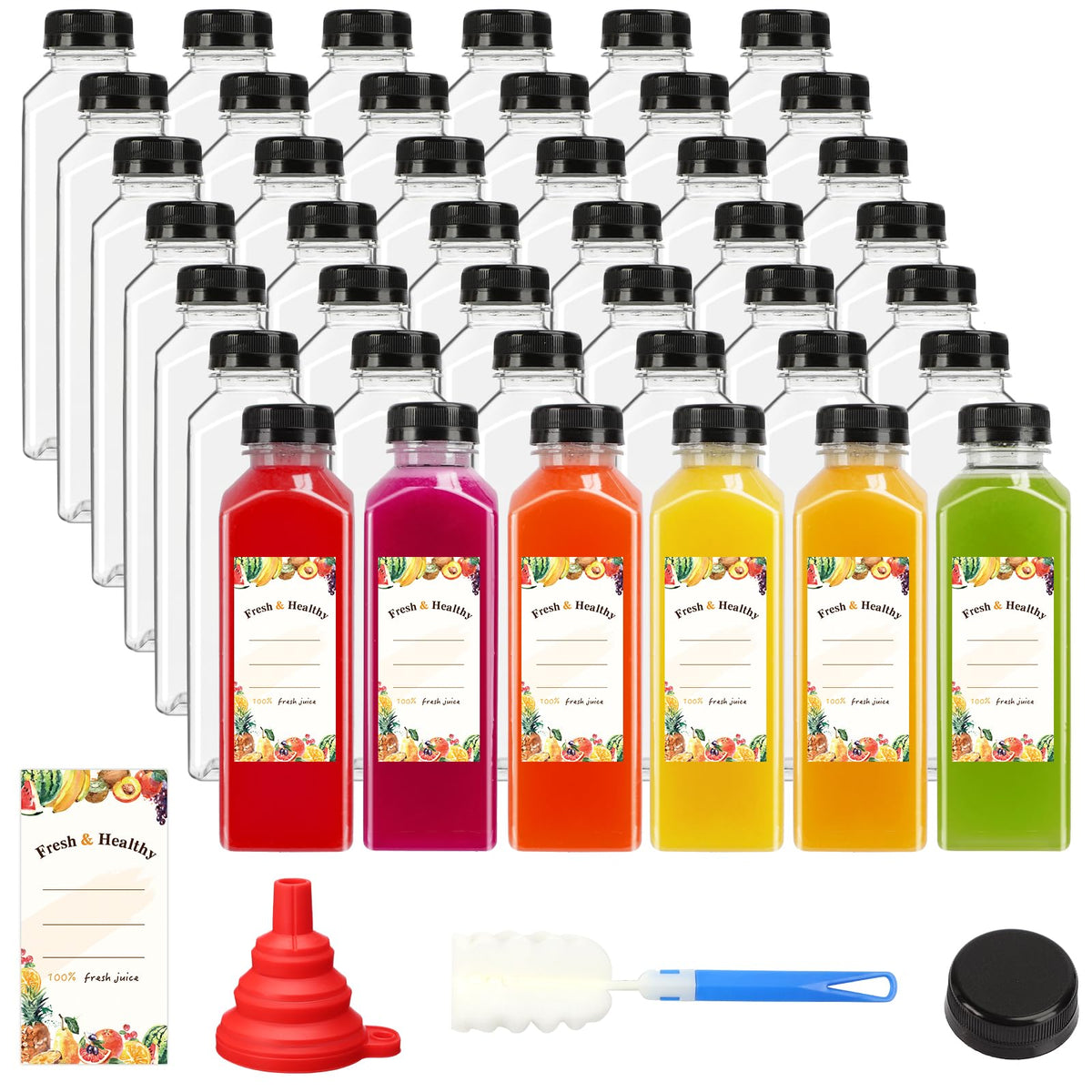 Moretoes botellas de plástico 16oz con tapas, ideales para bebidas y batidos reutilizables.