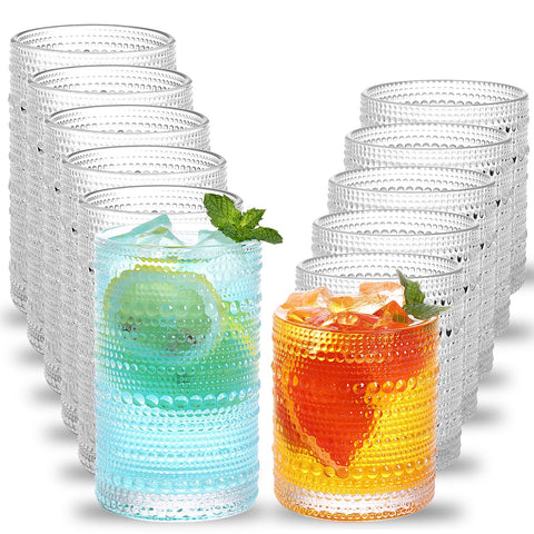 Moretoes Hobnail vaso alto 12oz, ideal para bebidas frías.