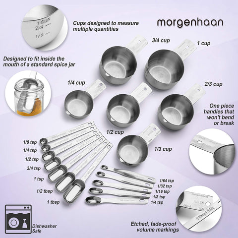 Cucharas largas Morgenhaan para frascos de especias, alcanzan esquinas estrechas.