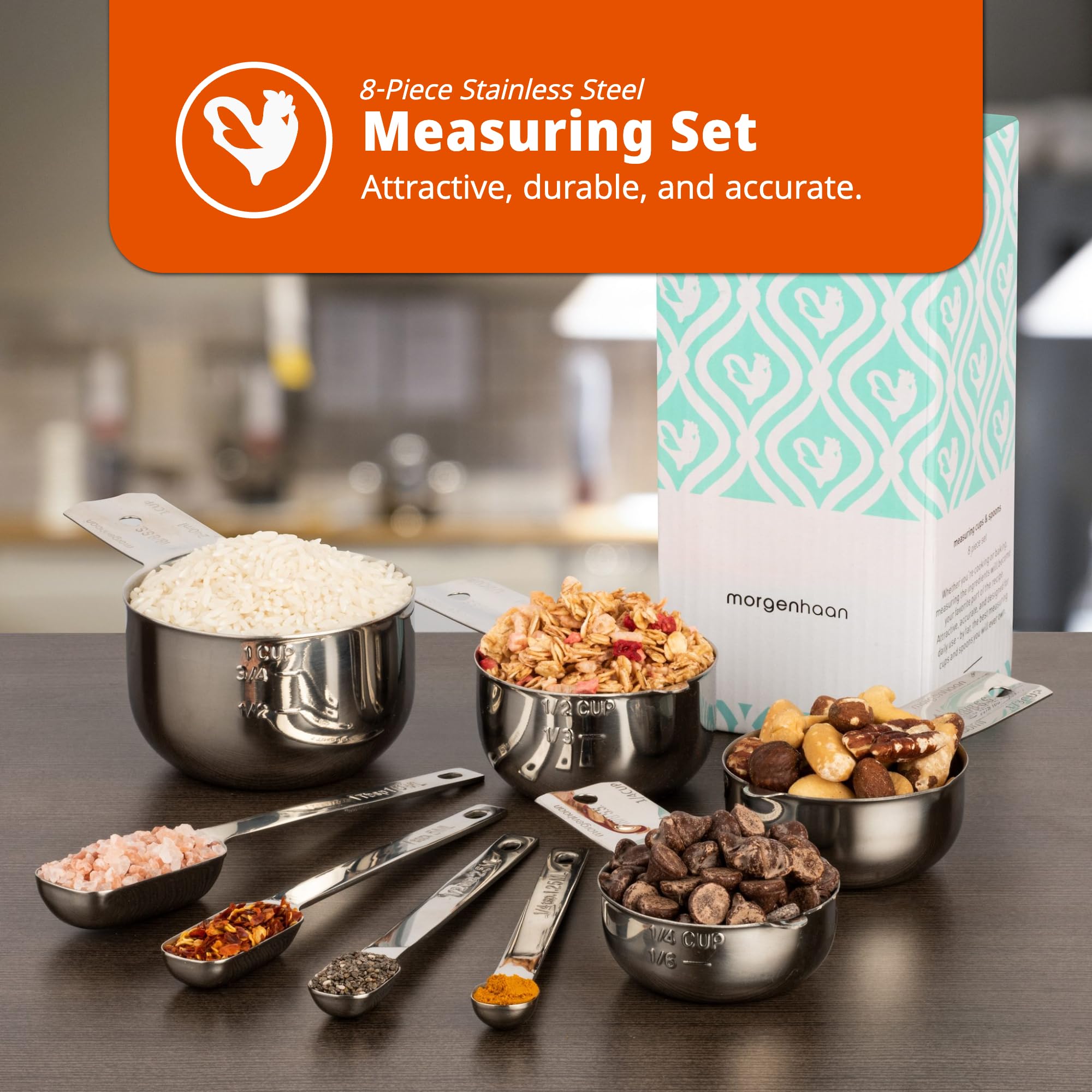 Morgenhaan tazas un tercio de taza para recetas pequeñas.