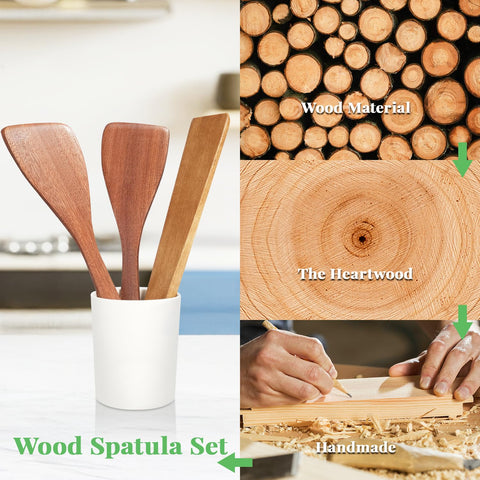 Morgles espatula de madera con acabado liso y pulido en acacia