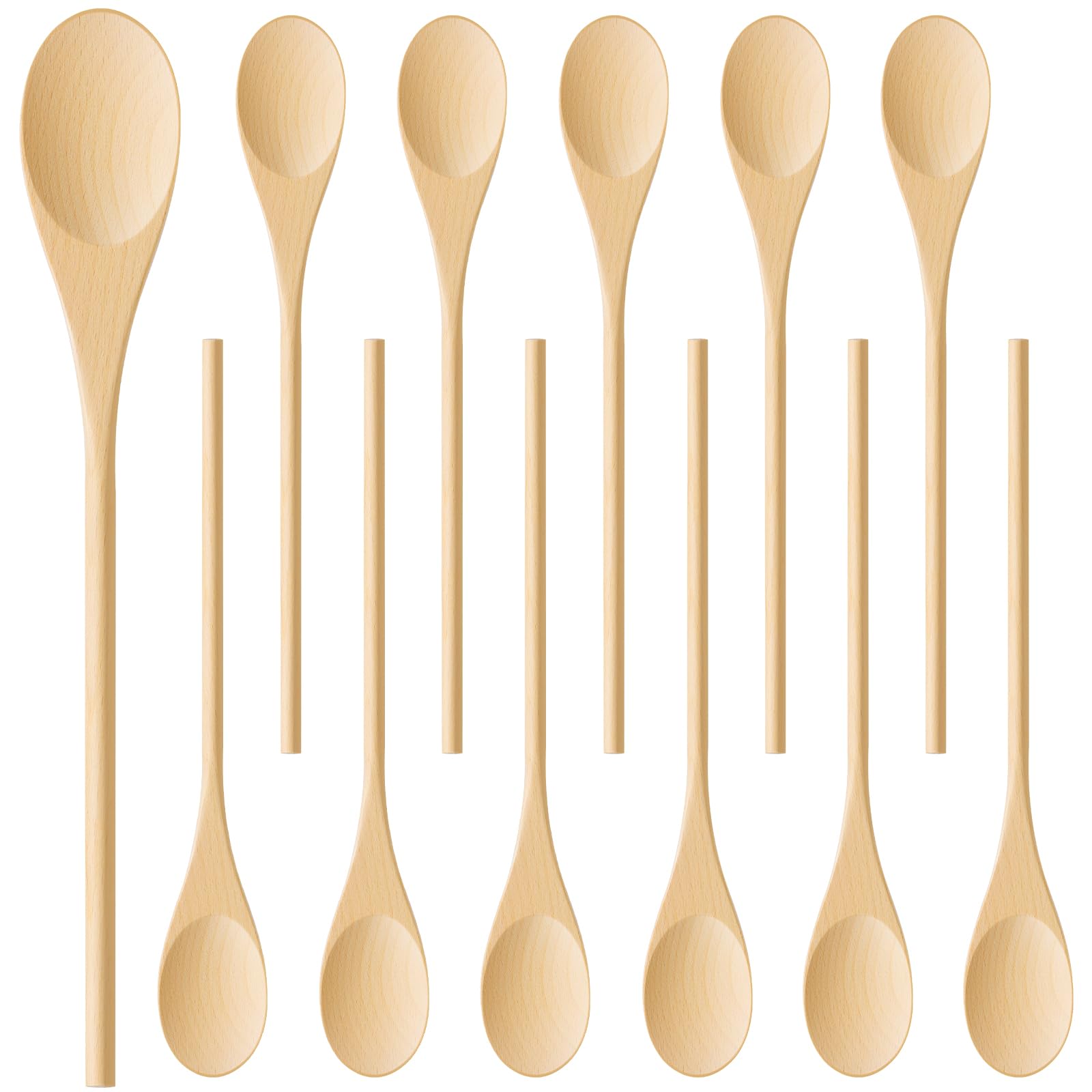 Conjunto Morgles de cucharas de madera, 12 piezas, ideal para cocinar y servir.