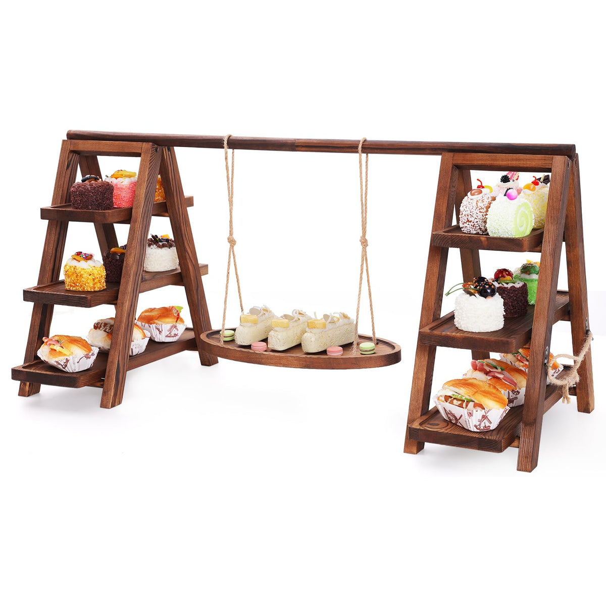 Moriteck soporte para dulces tres niveles, exhibe cupcakes con seguridad.