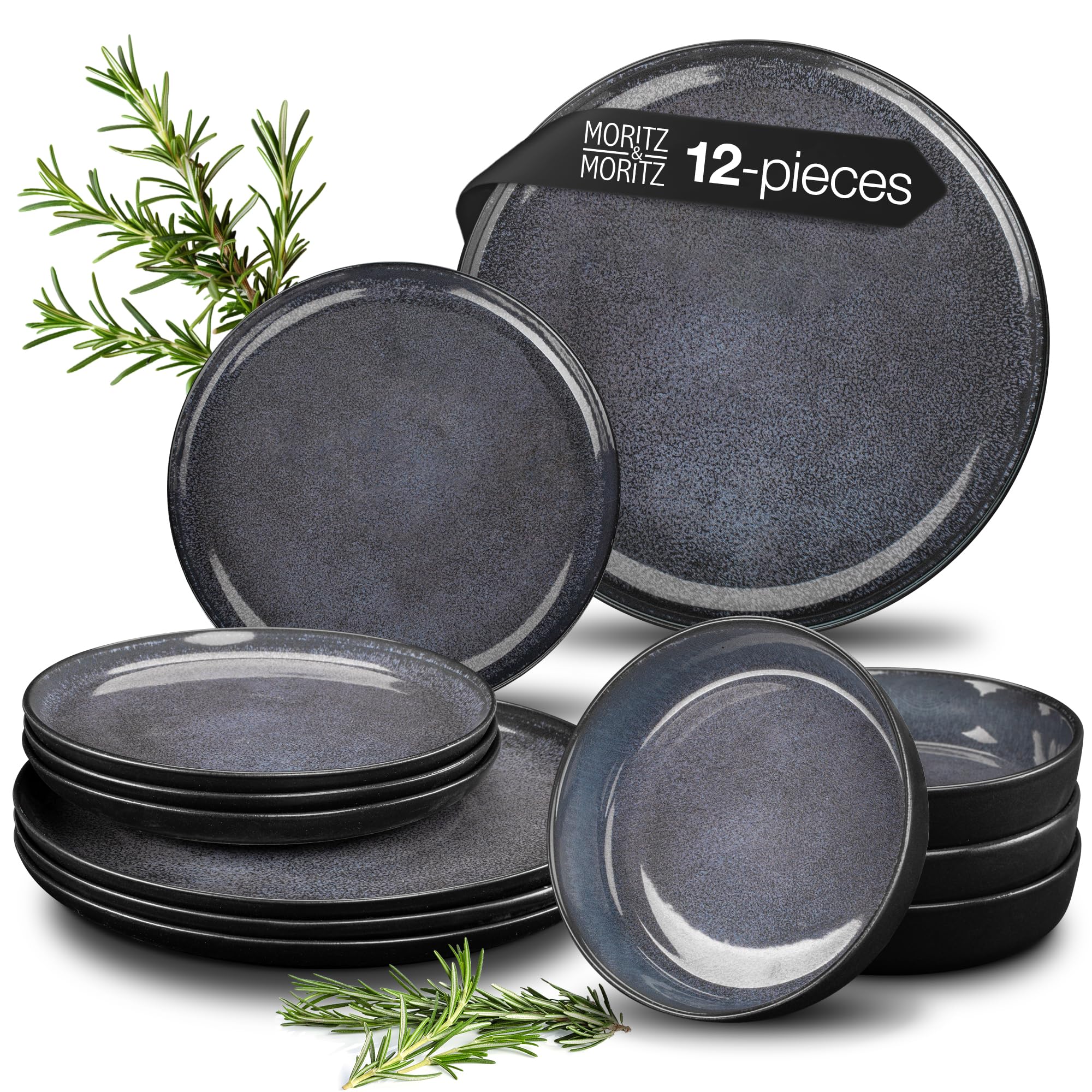 Moritz & Moritz VIDA: platos principales azul cerámica para comidas diarias elegantes