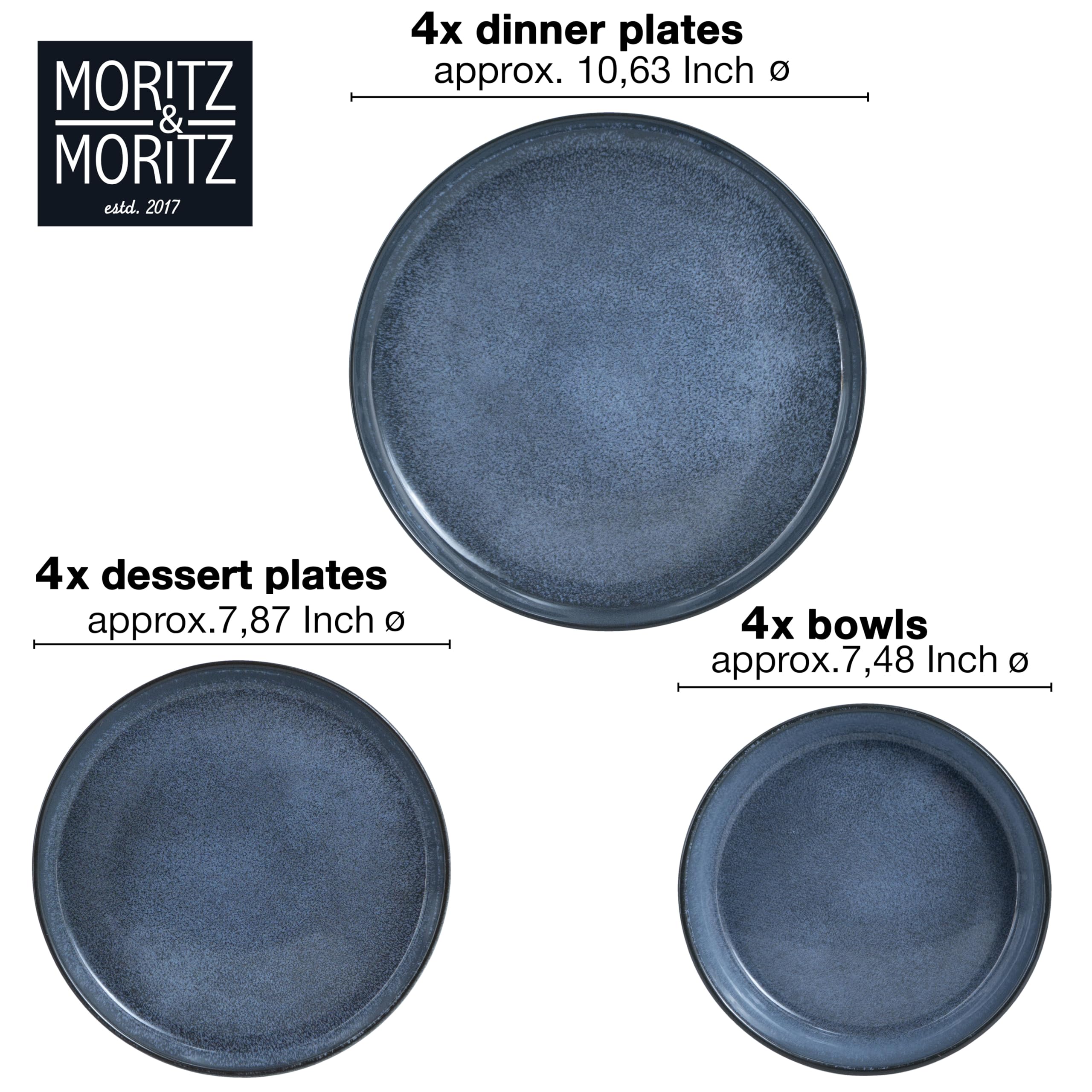 Moritz & Moritz VIDA: detalle de glaseado azul para una mesa moderna y elegante