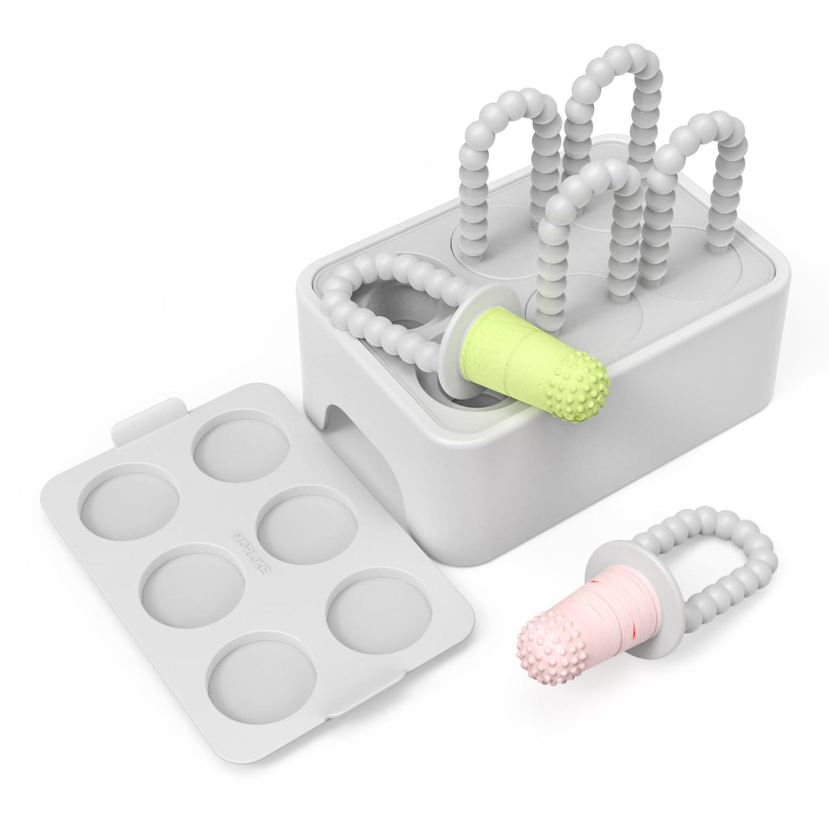 Morlike Living molde-paletas-bebe-silicona: paletas seguras para bebé con silicona de grado alimentario