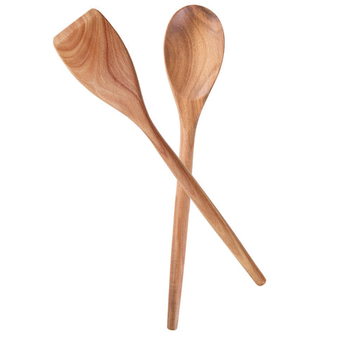 Cucharas MornHalo de acacia de 14 pulgadas con acabado liso para uso suave.