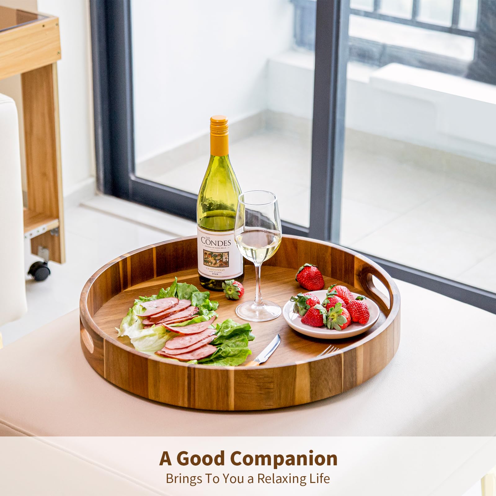 MornHalo: bandeja de acacia, fácil limpieza con paño húmedo