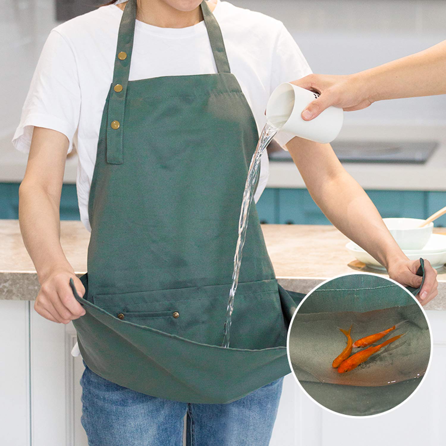 Delantal de cocina MORNITE impermeable, mantiene la ropa limpia al cocinar