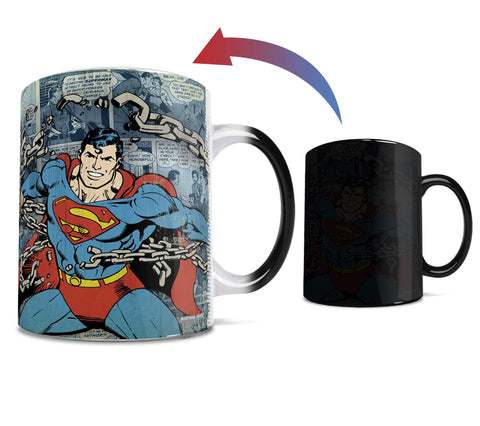 Morphing Mugs Superman: taza 11 oz con logo retro visible al calor.