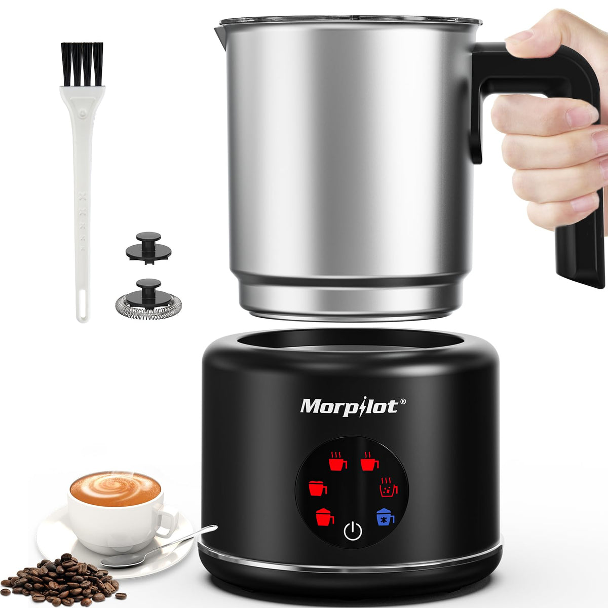 Batidora Morpilot, capacidad 500 ml, para espumas densas en casa.