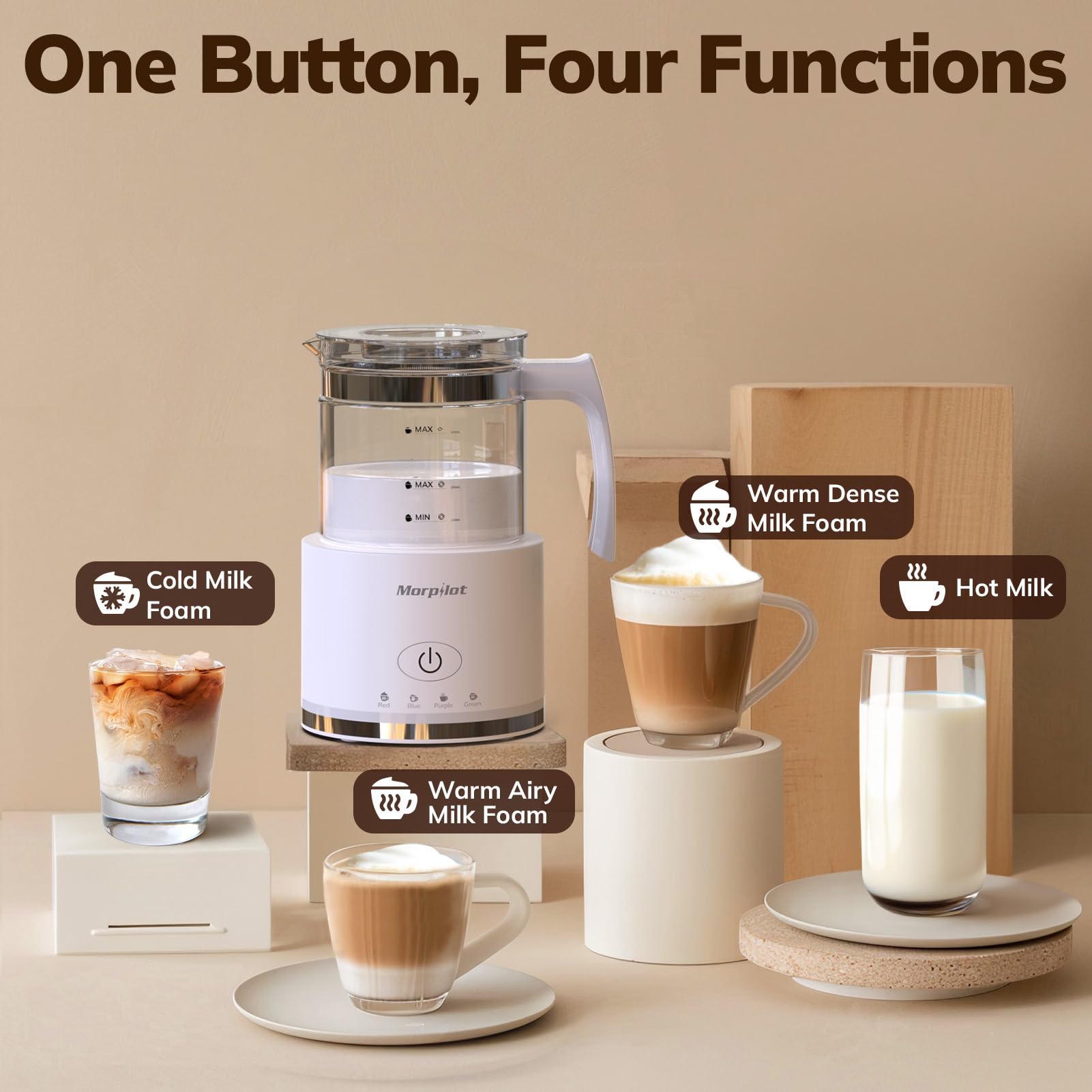 Morpilot batidora-leche eléctrica para uso doméstico y café en casa.