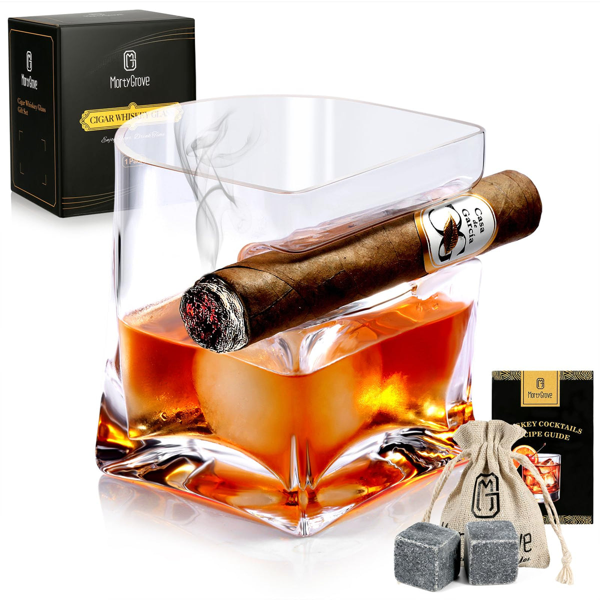 Copa MortyGrove con soporte para cigarro, experiencia de cata elegante.