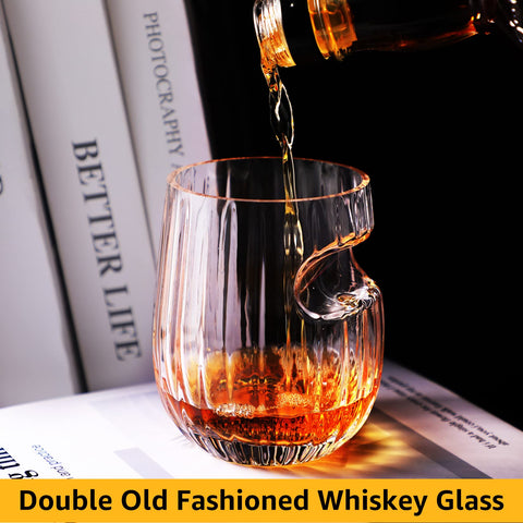 Vaso de whisky de cristal MortyGrove 12oz, cristal claro y elegante.