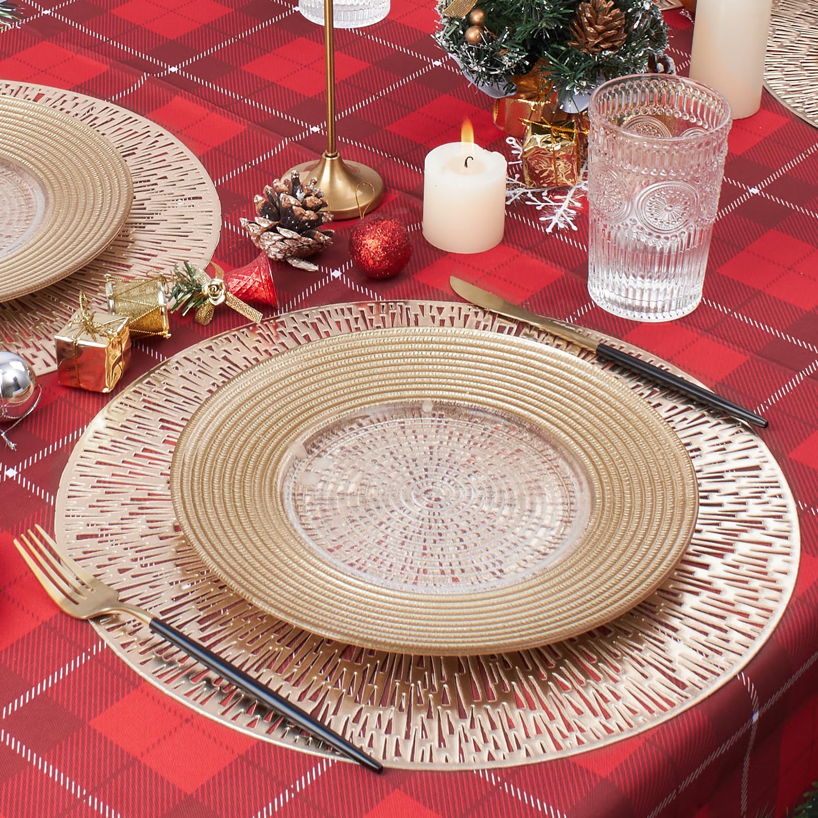 Conjunto de 6 manteles MOSAYT dorados, perfecto para cenas festivas y decoraciones elegantes.