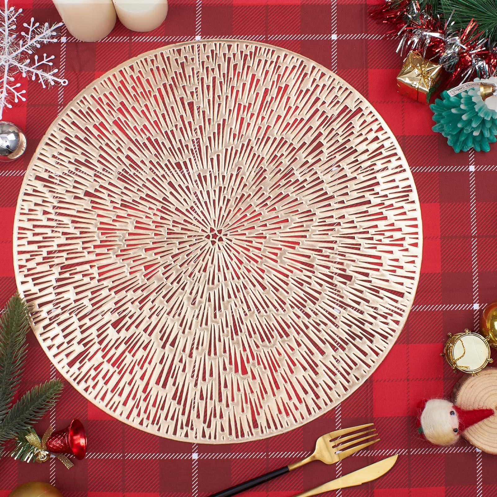 Mantel dorado MOSAYT para comedor, añade brillo y protege la superficie.