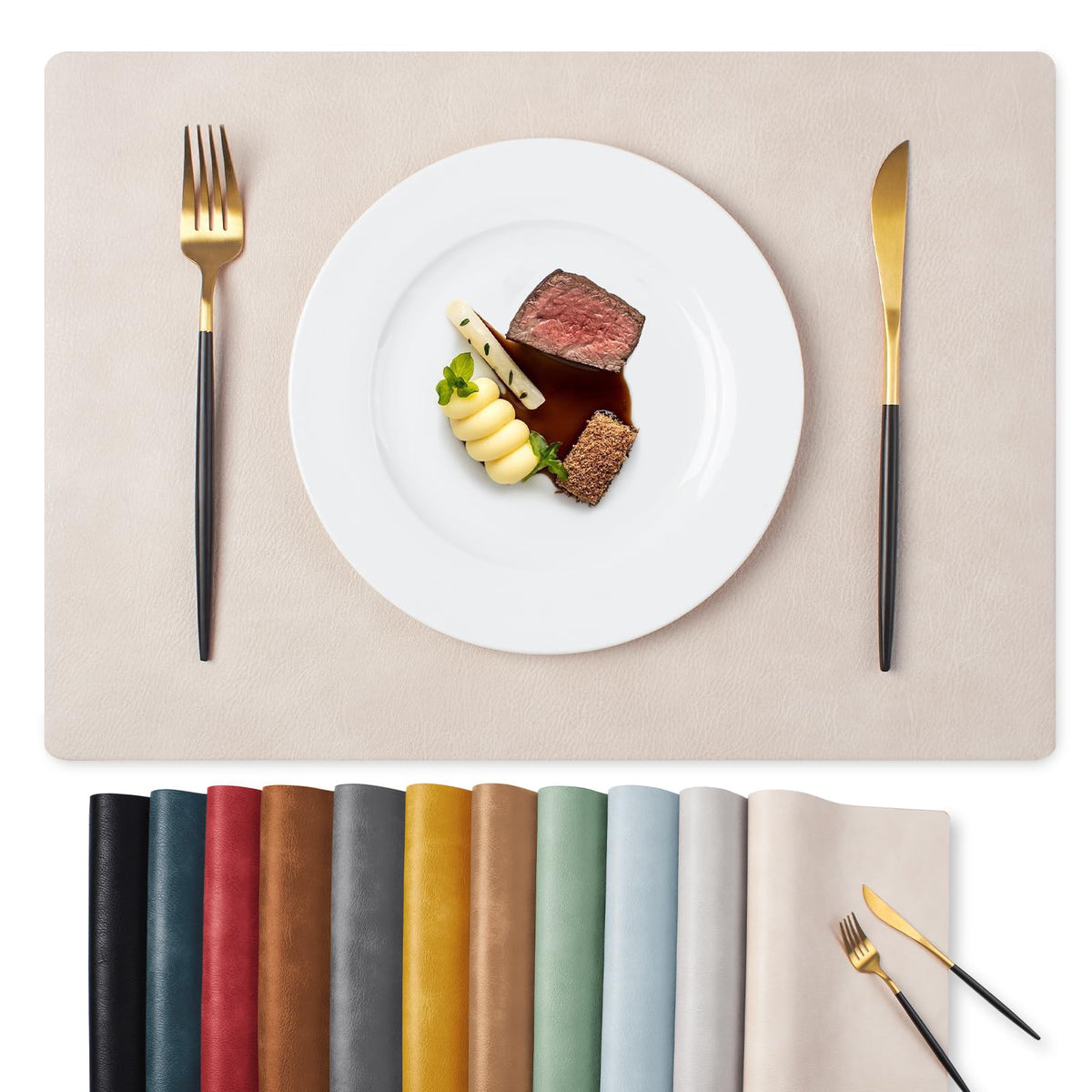 MOSAYT mantel individual con textura de cuero sintético para mesa elegante