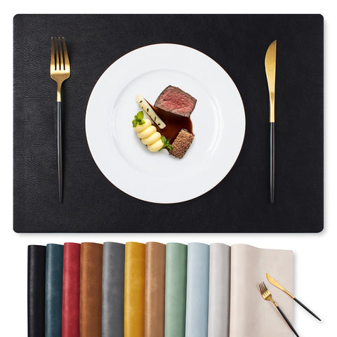 MOSAYT salvamanteles de vinilo con textura de cuero falso, protección duradera para la mesa.