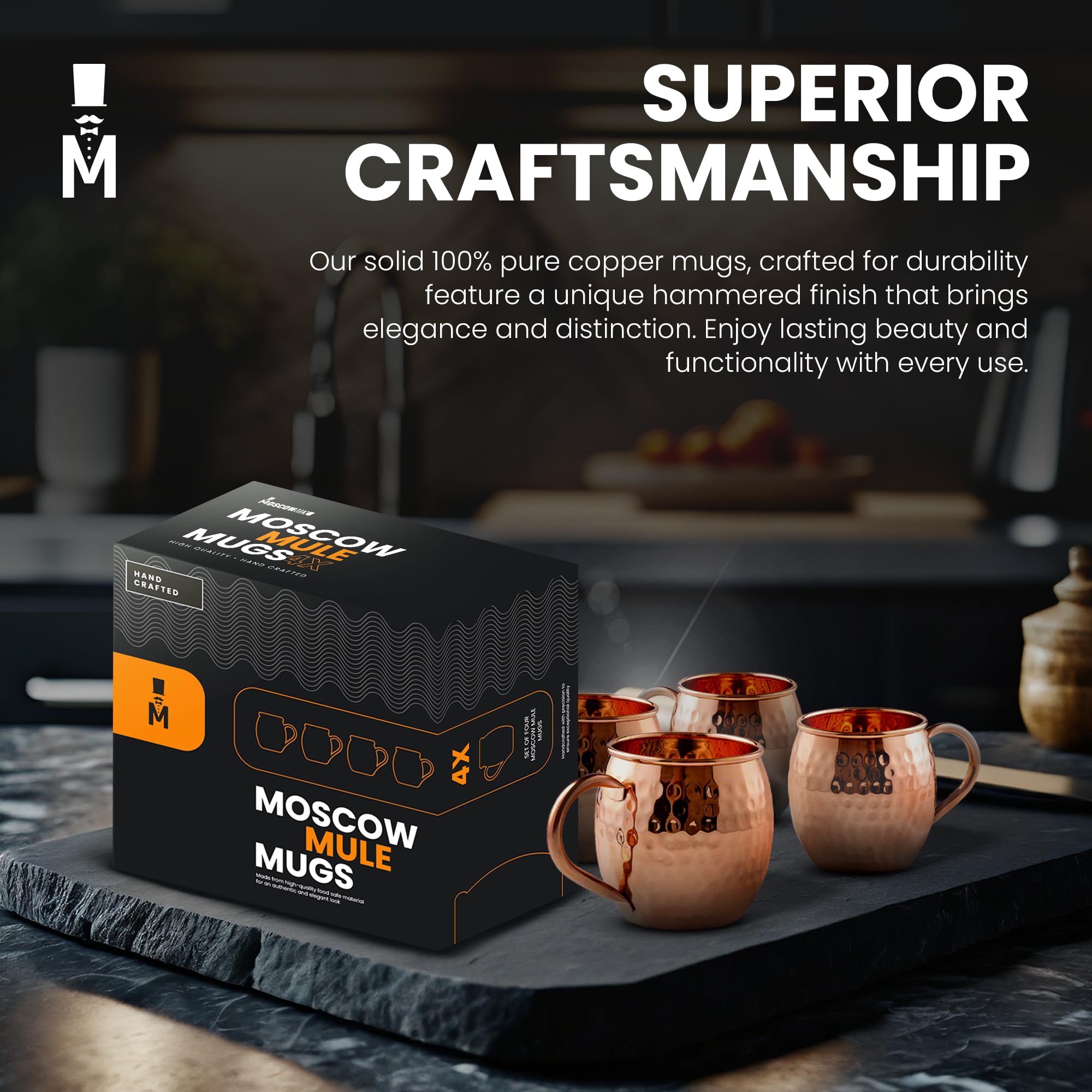 Copas Moscow-Mix de cobre puro, duraderas y que mantienen la bebida fría.