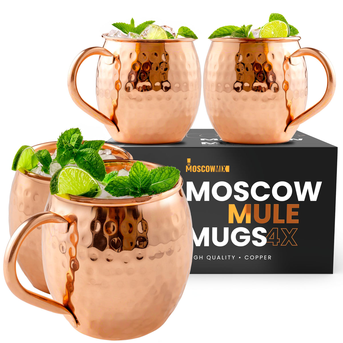 Jarra Moscow-Mix de cobre 16 oz para un set de cuatro, experiencia auténtica.