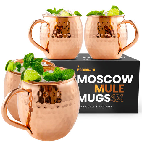 Jarra Moscow-Mix de cobre 16 oz para un set de cuatro, experiencia auténtica.