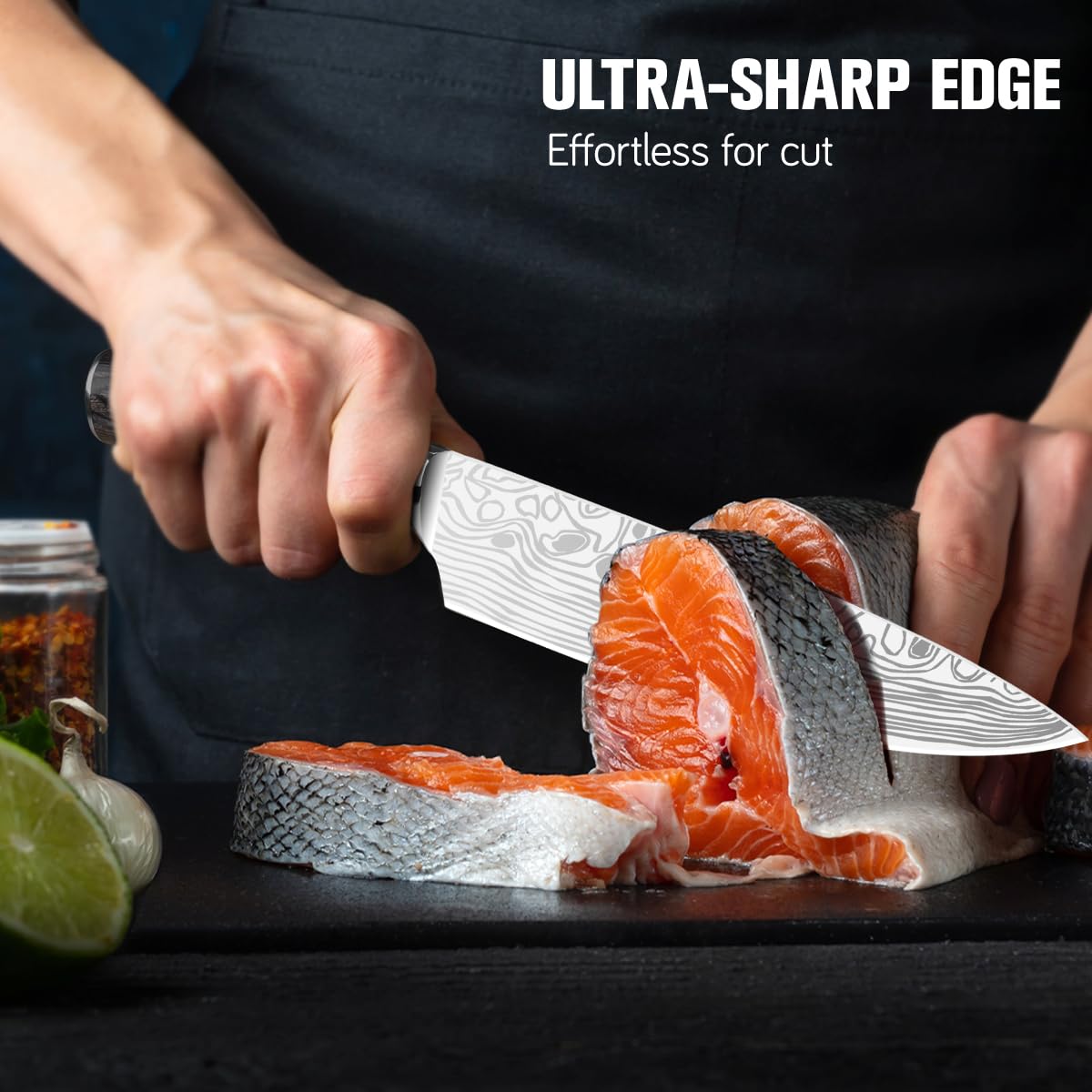 Cuchillo MOSFiATA nakiri de 7 pulgadas para verduras en tiras