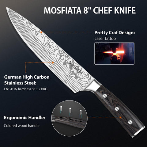 Cuchillo Nakiri MOSFiATA de 7 pulgadas para cortar verduras con facilidad