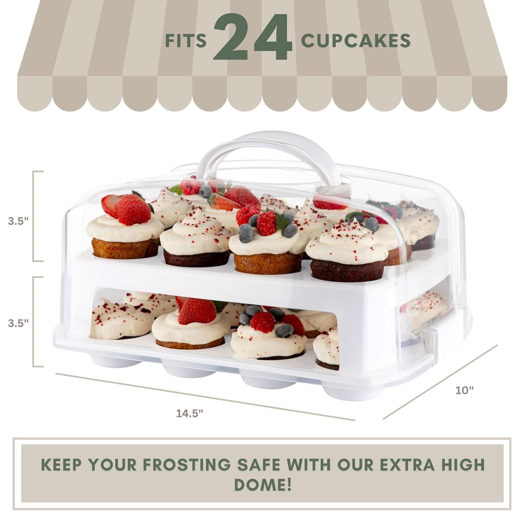 MosJos Caja Cupcakes Dos Agarraderas — manejo estable durante el transporte.