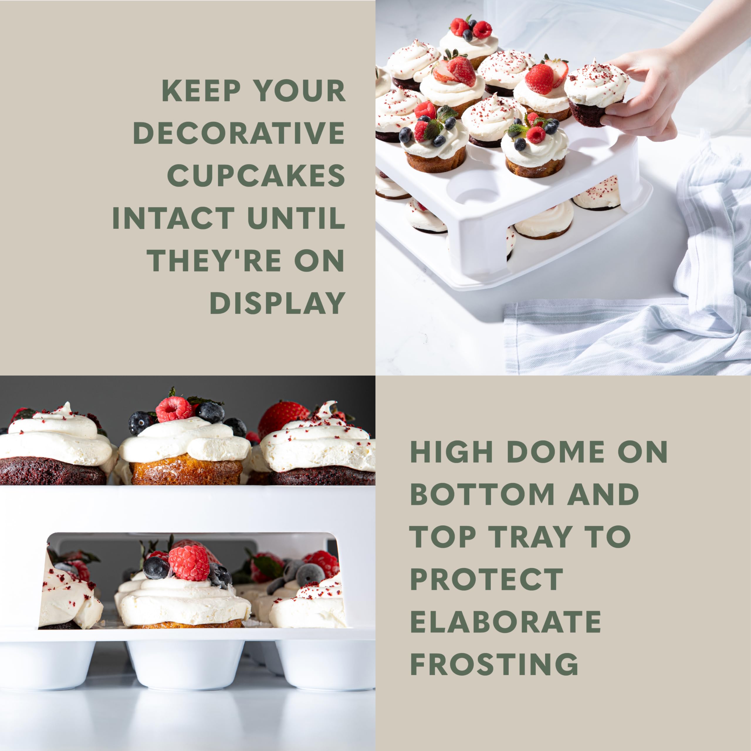 MosJos Contenedor Cupcakes Con Tapa — mantiene las cupcakes frescas durante el viaje.
