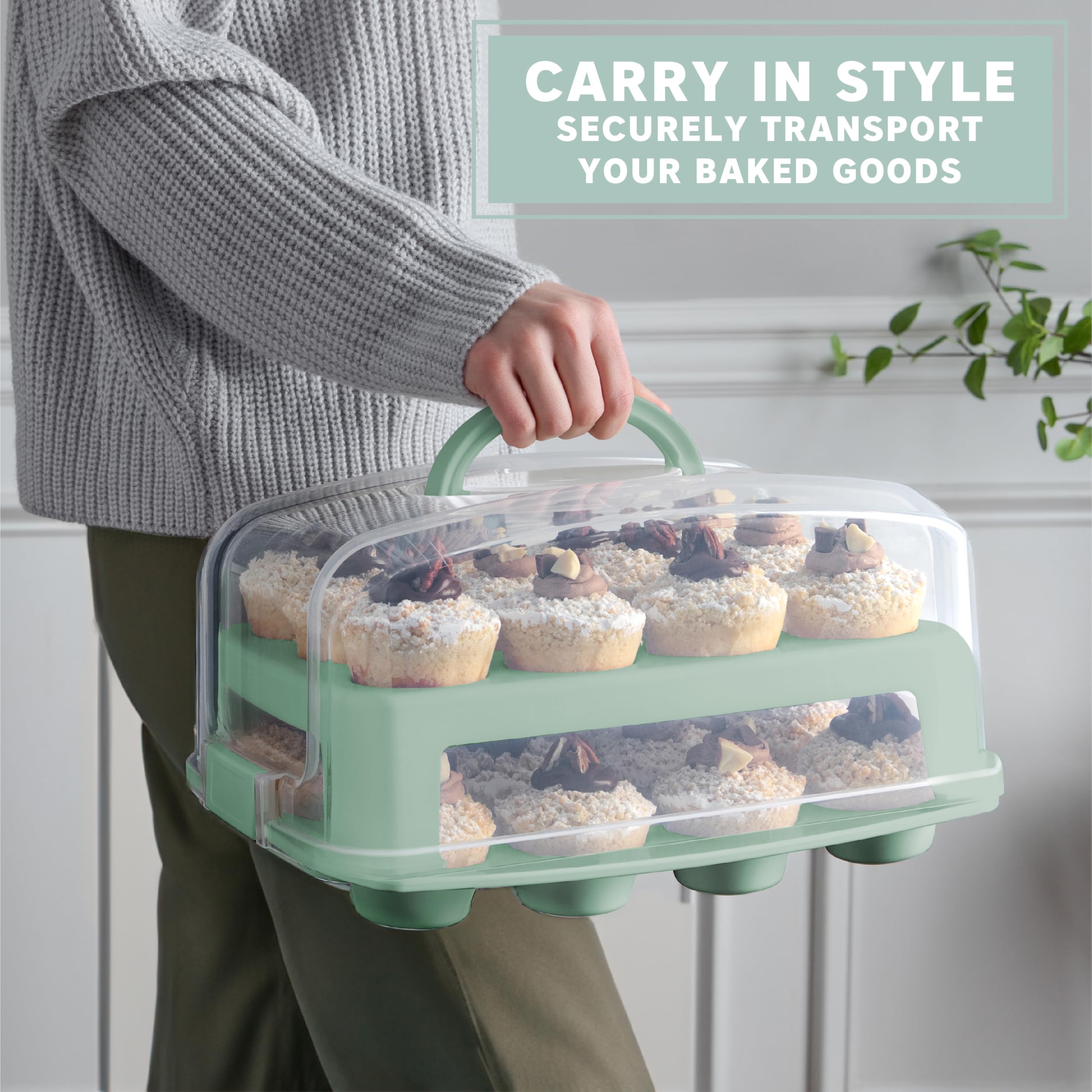 MosJos mango duradero para llevar cupcakes con agarre cómodo