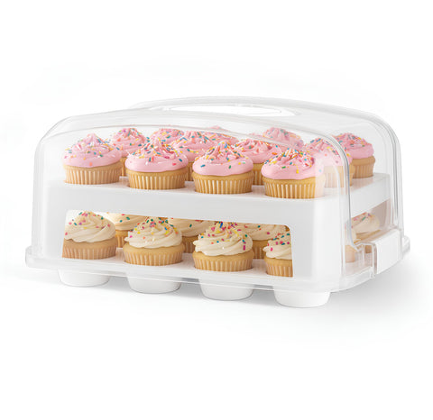 MosJos Portacupcakes Domo Alto 24 Unidades — transporte estable para cupcakes.