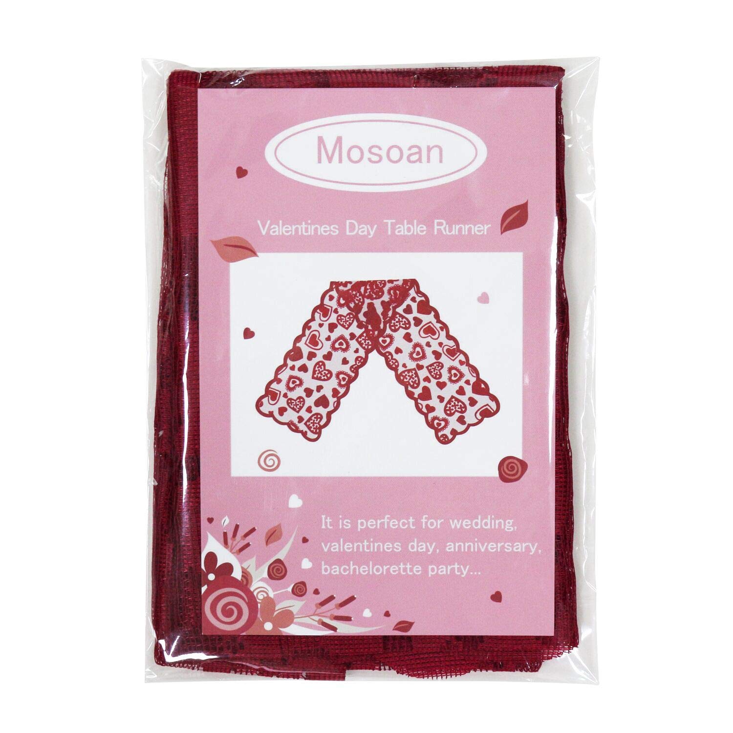 Mosoan corredor de mesa para cena romántica, encaje rojo ofrece ambiente agradable.