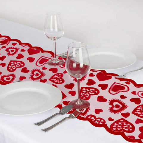 Mosoan corredor en encaje rojo con corazones, diseño único para uso especial.