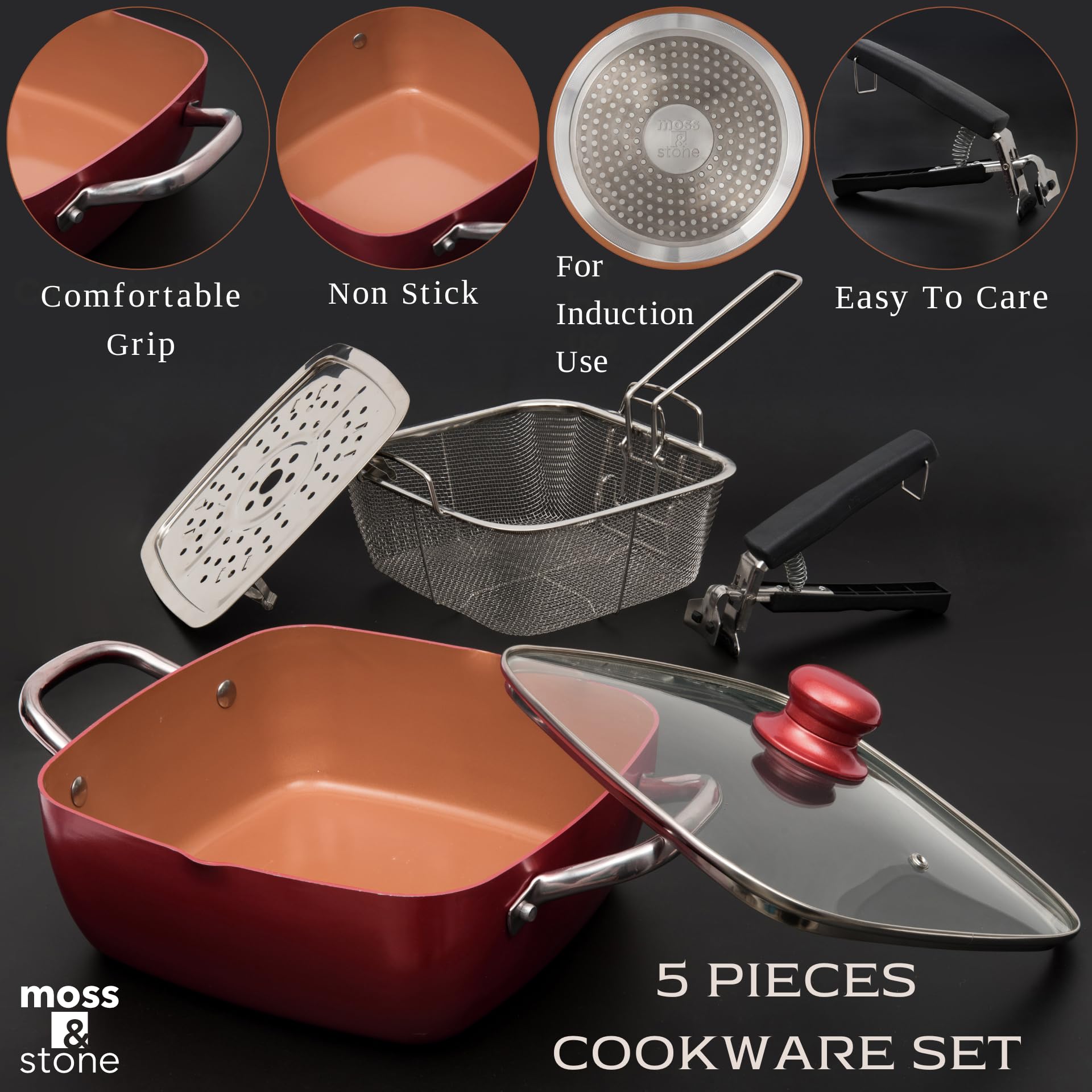 Cesta de fritura Moss & Stone en cobre para resultados crujientes.