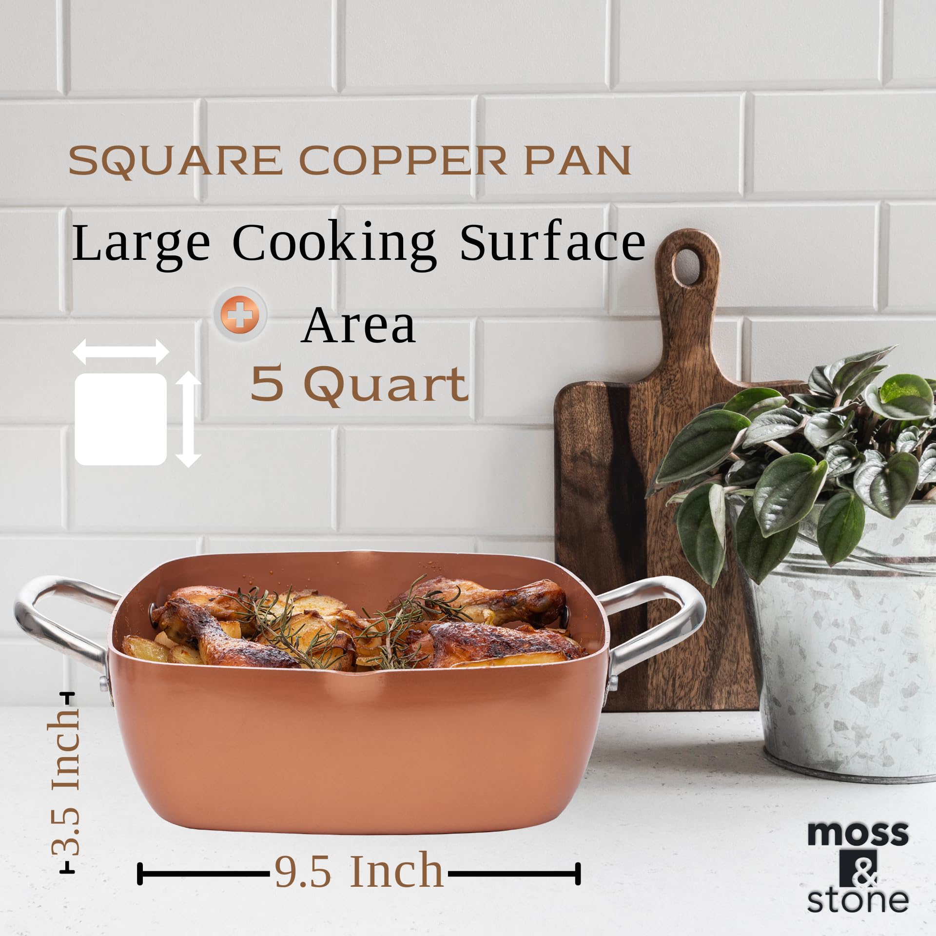 Moss & Stone set cobre versátil para carne, verduras y arroces.