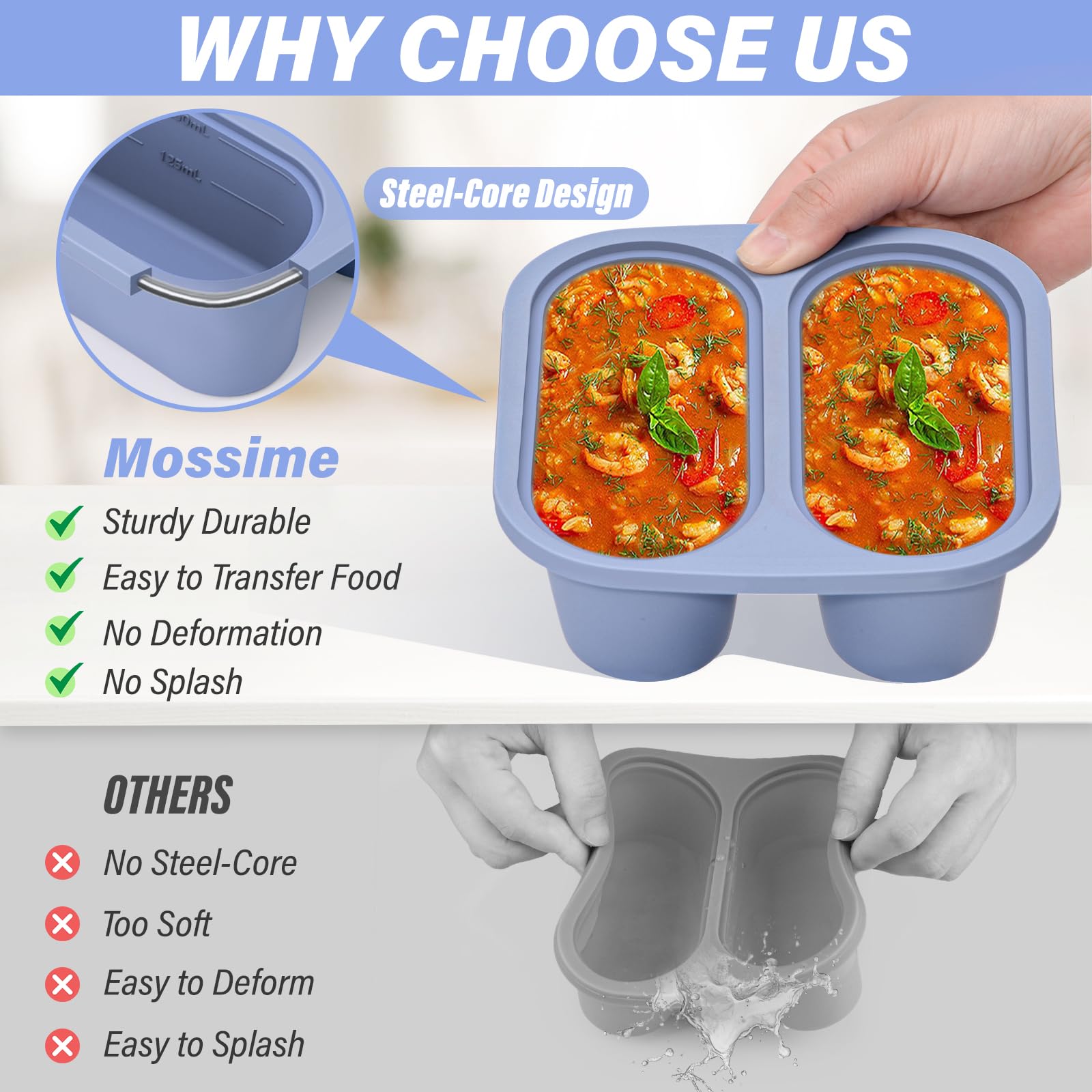 Mossime moldes de sopa 125 ml, porciones exactas para dos porciones.