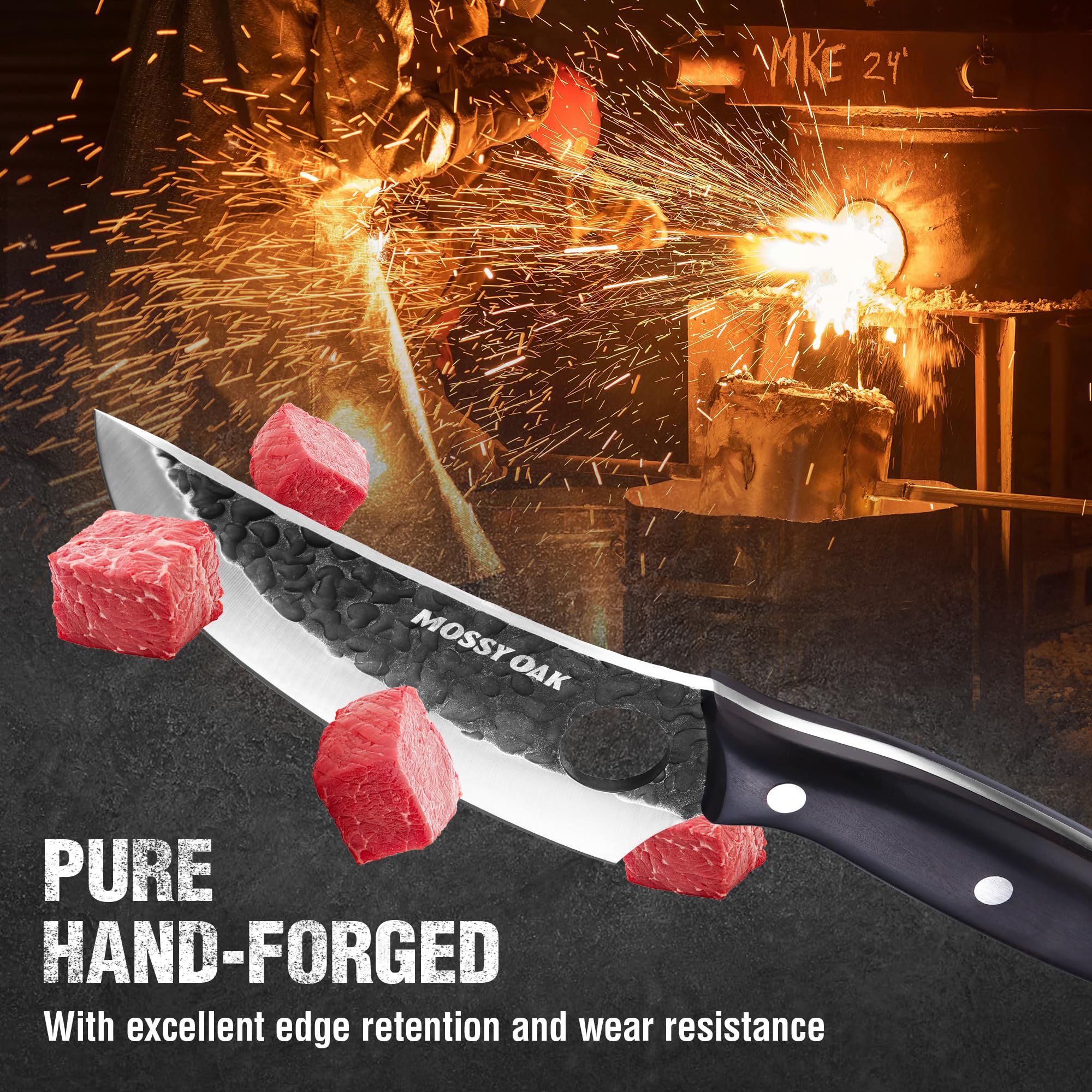 Cuchillo Mossy Oak para cortar carnes, verduras y frutas con precisión