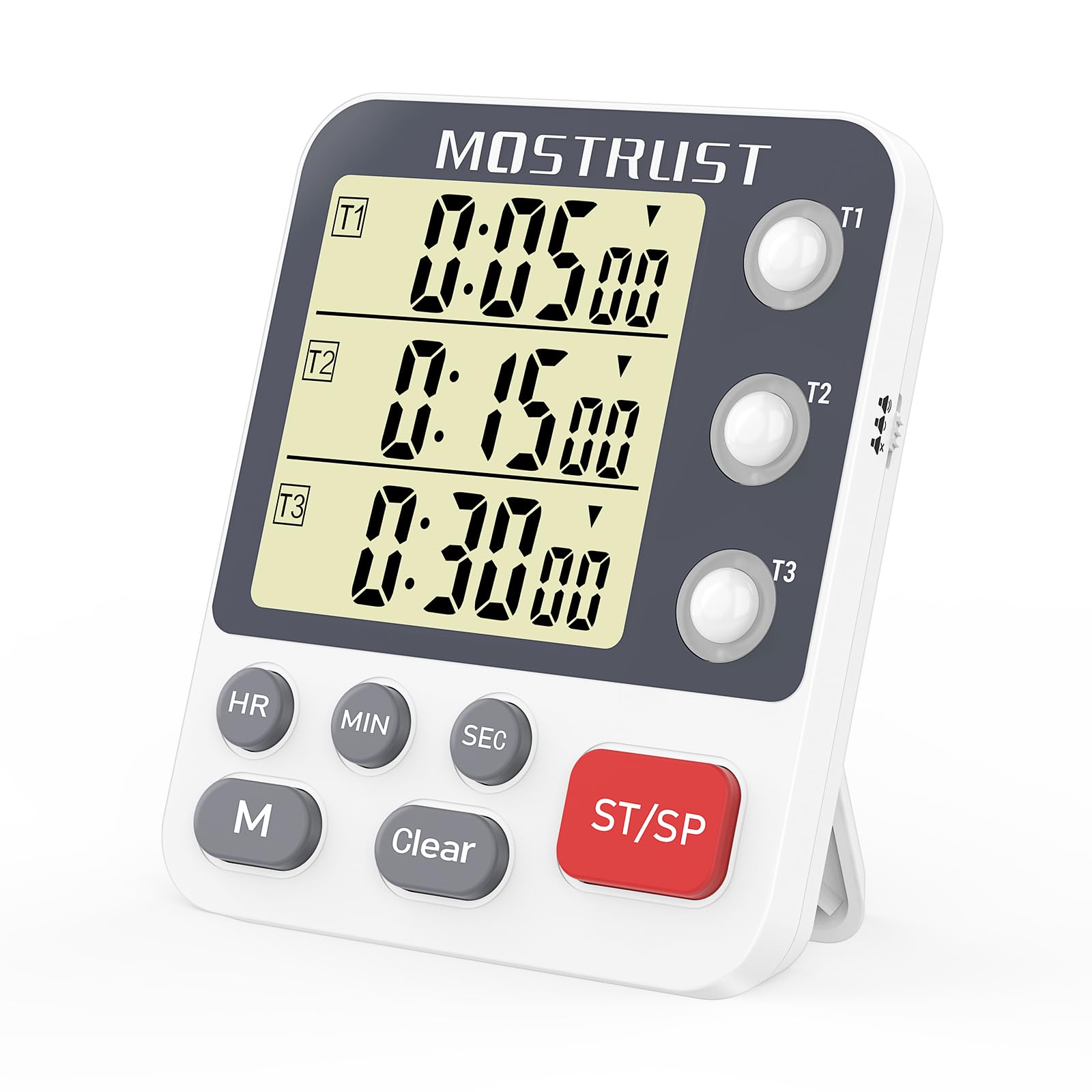 MOSTRUST cronómetro de cocina digital de 3 canales para controlar varios tiempos
